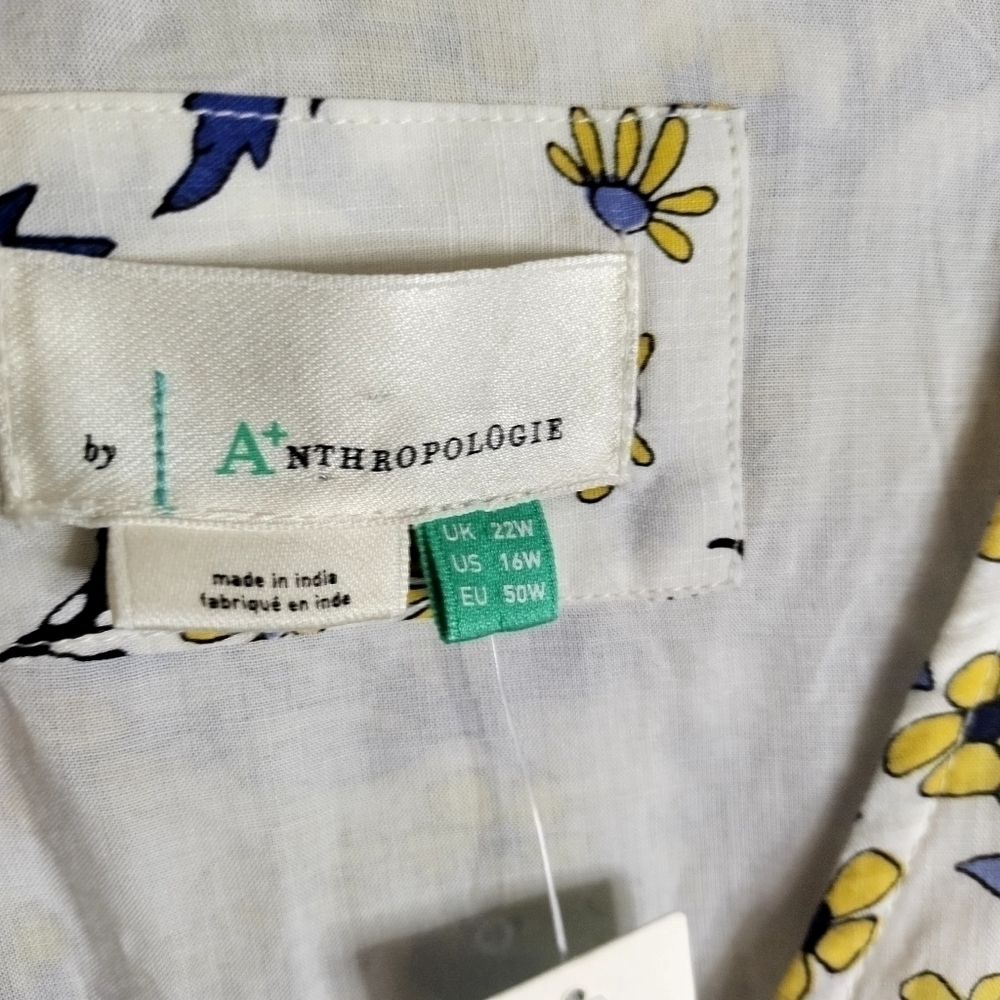 NWT Anthropologie Roberta Midi prairie v neck Dress sz 16w - Picture 5 of 12